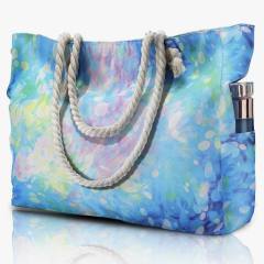 Popular Ocean Whale and Turtle Print Shoulder Shopping Bag Reusable Large Capacity Beach Bag