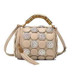 2026 New Style Rhinestone Studded Cylindrical Bag Large Capacity Shoulder Crossbody Bag
