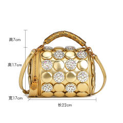 2026 New Style Rhinestone Studded Cylindrical Bag Large Capacity Shoulder Crossbody Bag