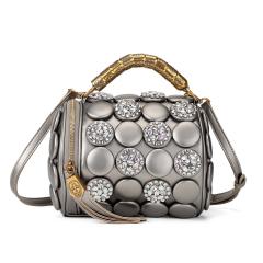 2026 New Style Rhinestone Studded Cylindrical Bag Large Capacity Shoulder Crossbody Bag