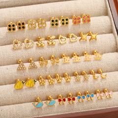 Diamond-Encrusted Titanium Steel Ear Studs Exquisite Ear Jewelry No Need to Remove Earrings for Bathing or Sleeping