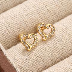 Diamond-Encrusted Titanium Steel Ear Studs Exquisite Ear Jewelry No Need to Remove Earrings for Bathing or Sleeping