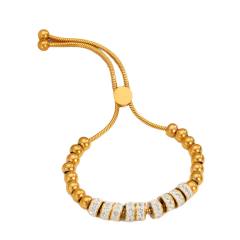 Diamond-Encrusted Simple and Stylish Round Bead Bracelet stainless steel bracelet