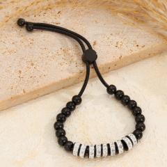 Diamond-Encrusted Simple and Stylish Round Bead Bracelet stainless steel bracelet
