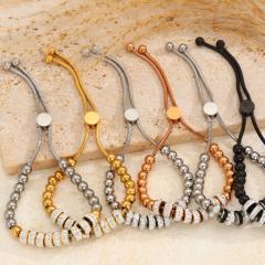 Diamond-Encrusted Simple and Stylish Round Bead Bracelet stainless steel bracelet