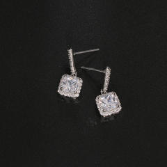 Fashion Geometric Women's Unique Super Flash Inlaid Square Zircon Earrings for Women