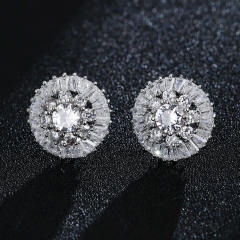 Delicate round full inlaid zircon earrings women's fashion banquet accessories