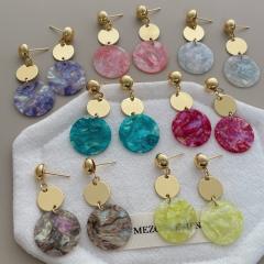 Colorful Round piece acrylic Earrings Seaside Vacation Style Dopamine Earrings