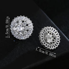 Delicate round full inlaid zircon earrings women's fashion banquet accessories