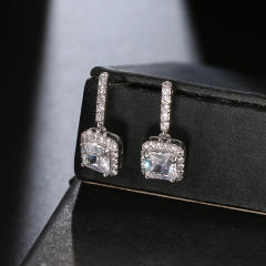 Fashion Geometric Women's Unique Super Flash Inlaid Square Zircon Earrings for Women