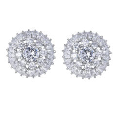 Delicate round full inlaid zircon earrings women's fashion banquet accessories