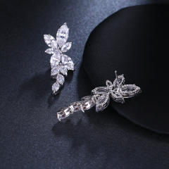 Hot-Selling Elegant Lady Long Super Shiny Olive Branch Leaf Zircon Diamond Earrings