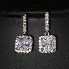 Fashion Geometric Women's Unique Super Flash Inlaid Square Zircon Earrings for Women
