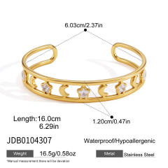 18K Gold Zircon Bracelet Non-Fading hollow out stainless steel bangle bracelet