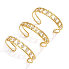 18K Gold Zircon Bracelet Non-Fading hollow out stainless steel bangle bracelet