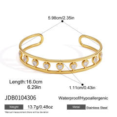 18K Gold Zircon Bracelet Non-Fading hollow out stainless steel bangle bracelet