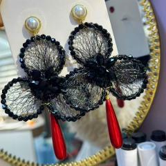New Style Light Luxury Crystal-Encrusted Three-Leaf Flower Earrings