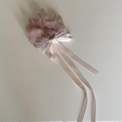 Korean-Style Mesh Bow Ribbon Scrunchie Solid Color Simple Hair Tie