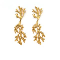 18K Gold-Plated Stainless Steel Earrings Shell Coral Summer Fashion pearl earrings