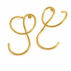 Irregular Geometric Lines Circle Personalized Creative 18K Real Gold Plated Stainless Steel Earrings