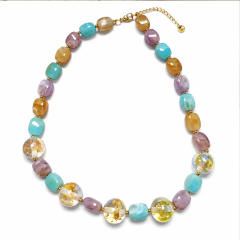 Macaron Pink and White Mixed Color Beaded Necklace Seaside Vacation Style Jewelry Wholesale
