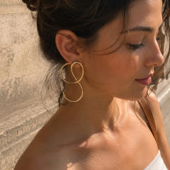 Irregular Geometric Lines Circle Personalized Creative 18K Real Gold Plated Stainless Steel Earrings
