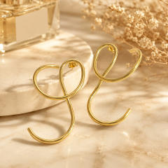 Irregular Geometric Lines Circle Personalized Creative 18K Real Gold Plated Stainless Steel Earrings