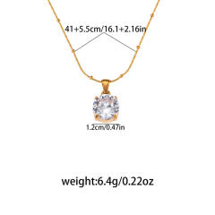 Dainty Heart-Shaped Teardrop Zircon Pendant stainless Steel Necklace for Women