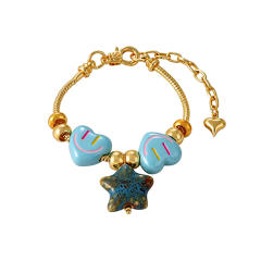 Hot-Selling Sweet Dopamine Heart Smiley Face Ceramic Conch Starfish Fish Pendant Beaded Bracelet