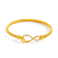 Heart-Shaped Bracelet Simple 18K Diamond-Encrusted infinity stainless steel bangle