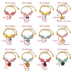 Hot-Selling Sweet Dopamine Heart Smiley Face Ceramic Conch Starfish Fish Pendant Beaded Bracelet