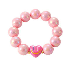 INS sweet candy color heart smile face resin bead bracelet for women