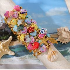Hot-Selling Sweet Dopamine Heart Smiley Face Ceramic Conch Starfish Fish Pendant Beaded Bracelet