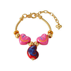 Hot-Selling Sweet Dopamine Heart Smiley Face Ceramic Conch Starfish Fish Pendant Beaded Bracelet