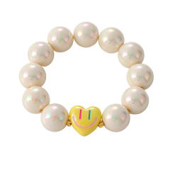 INS sweet candy color heart smile face resin bead bracelet for women