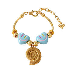 Hot-Selling Sweet Dopamine Heart Smiley Face Ceramic Conch Starfish Fish Pendant Beaded Bracelet