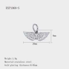 Fashion Life Elements DIY Comb Phone Fork Diamond Pendant Accessories Stainless Steel Gold-Plated 18K Pendant