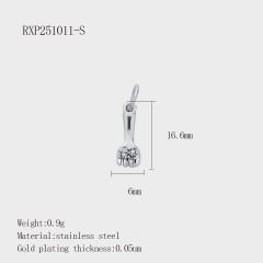 Fashion Life Elements DIY Comb Phone Fork Diamond Pendant Accessories Stainless Steel Gold-Plated 18K Pendant