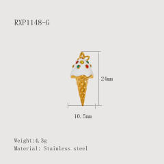Creative Oil Dripping Colorful Stereo DIY Pendant Stainless Steel Plated 18K Gold Small Pendant Collection
