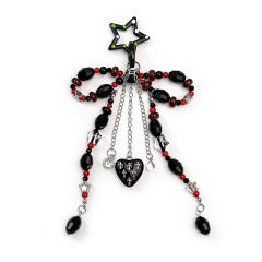 Ins Dreamy Colorful Crystal Bow Bag Charm Hollow Five-Pointed Star Tassel Chain Pendant