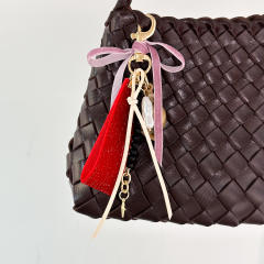 Velvet Bow Star Bag Pendant Pearl Beaded Keychain Vintage Girly Heart Bag Charm Wholesale