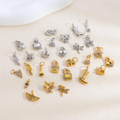 Fashion Life Elements DIY Comb Phone Fork Diamond Pendant Accessories Stainless Steel Gold-Plated 18K Pendant