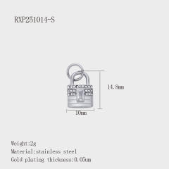 Hot-Selling Silver Life Series Stainless Steel Key Lock Love Phone Crown Jewelry Accessories Pendant