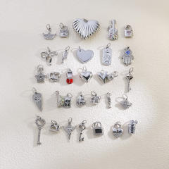 Hot-Selling Silver Life Series Stainless Steel Key Lock Love Phone Crown Jewelry Accessories Pendant