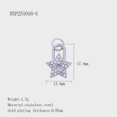 Fashion Life Elements DIY Comb Phone Fork Diamond Pendant Accessories Stainless Steel Gold-Plated 18K Pendant
