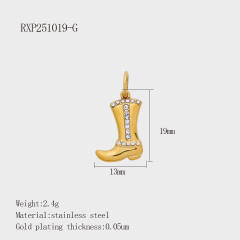 Fashion Life Elements DIY Comb Phone Fork Diamond Pendant Accessories Stainless Steel Gold-Plated 18K Pendant