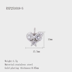 Fashion Life Elements DIY Comb Phone Fork Diamond Pendant Accessories Stainless Steel Gold-Plated 18K Pendant
