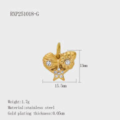 Fashion Life Elements DIY Comb Phone Fork Diamond Pendant Accessories Stainless Steel Gold-Plated 18K Pendant