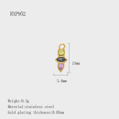 Fashion Life Elements DIY Comb Phone Fork Diamond Pendant Accessories Stainless Steel Gold-Plated 18K Pendant
