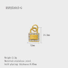 Fashion Life Elements DIY Comb Phone Fork Diamond Pendant Accessories Stainless Steel Gold-Plated 18K Pendant